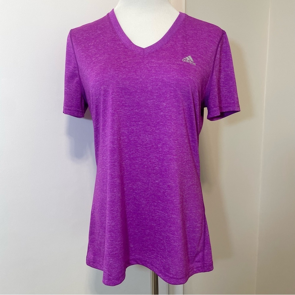 Adidas Climalite Women's Ultimate Tee Purple V-Neck Performance Tee Size Large